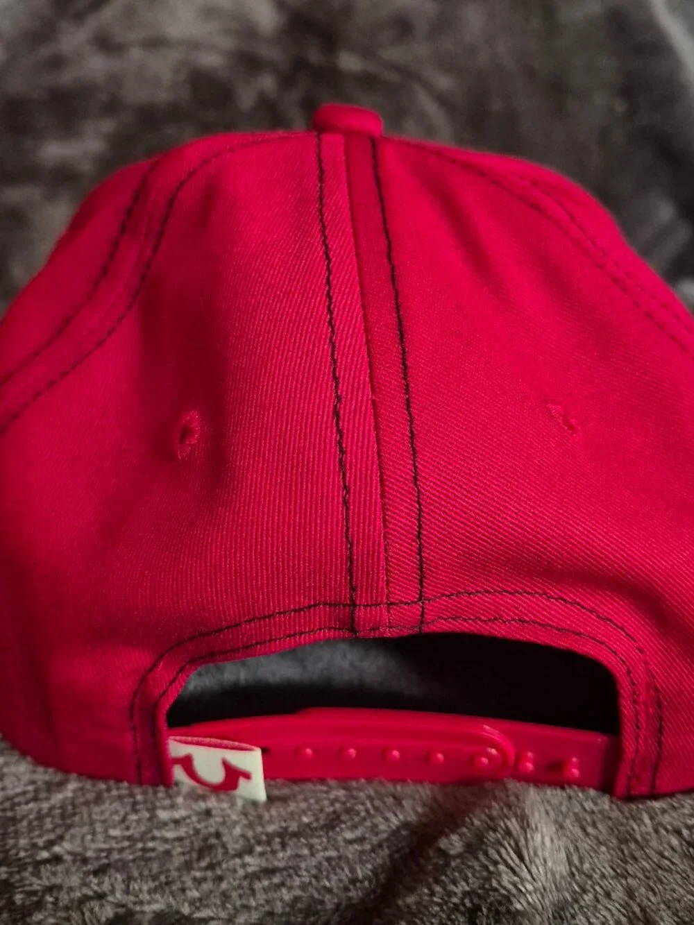 True Religion Hat Red Contrast Stitch Snapback
